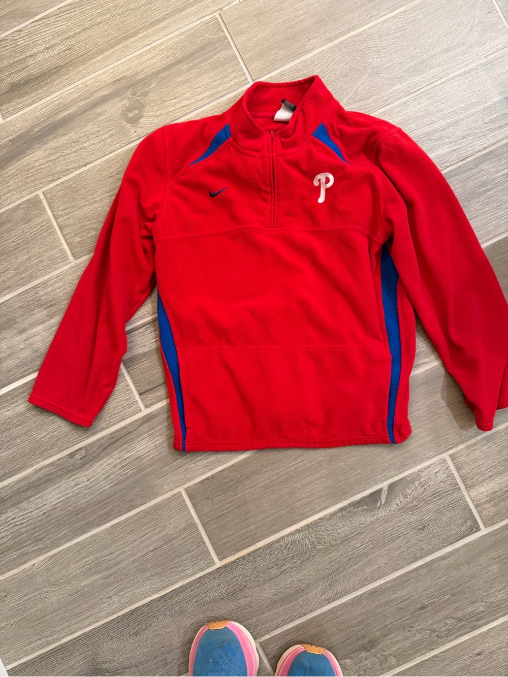 Nike Red Fleece Quarter-Zip with Blue Accents